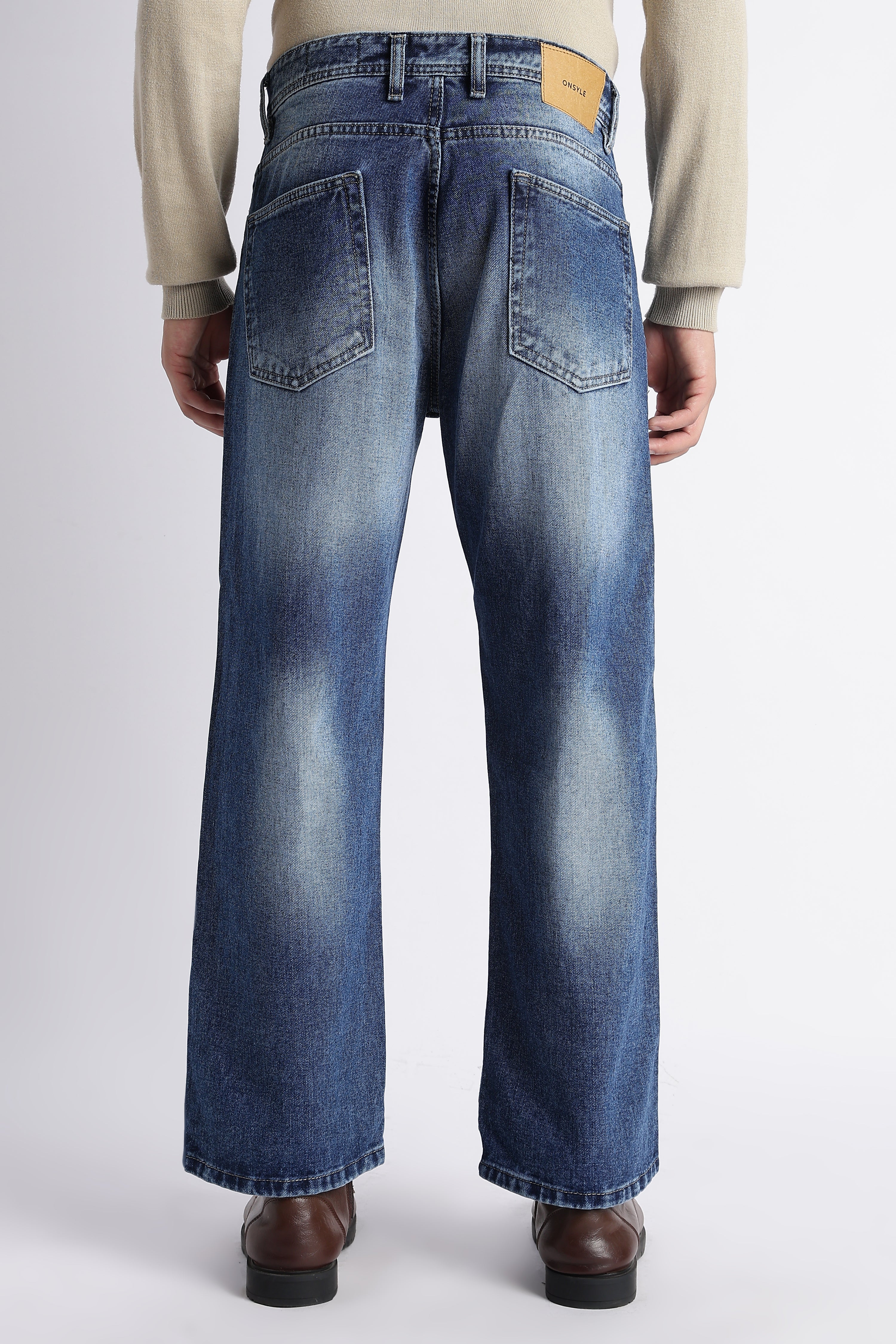 Marina Blue Baggy Wide Leg Jeans for Men