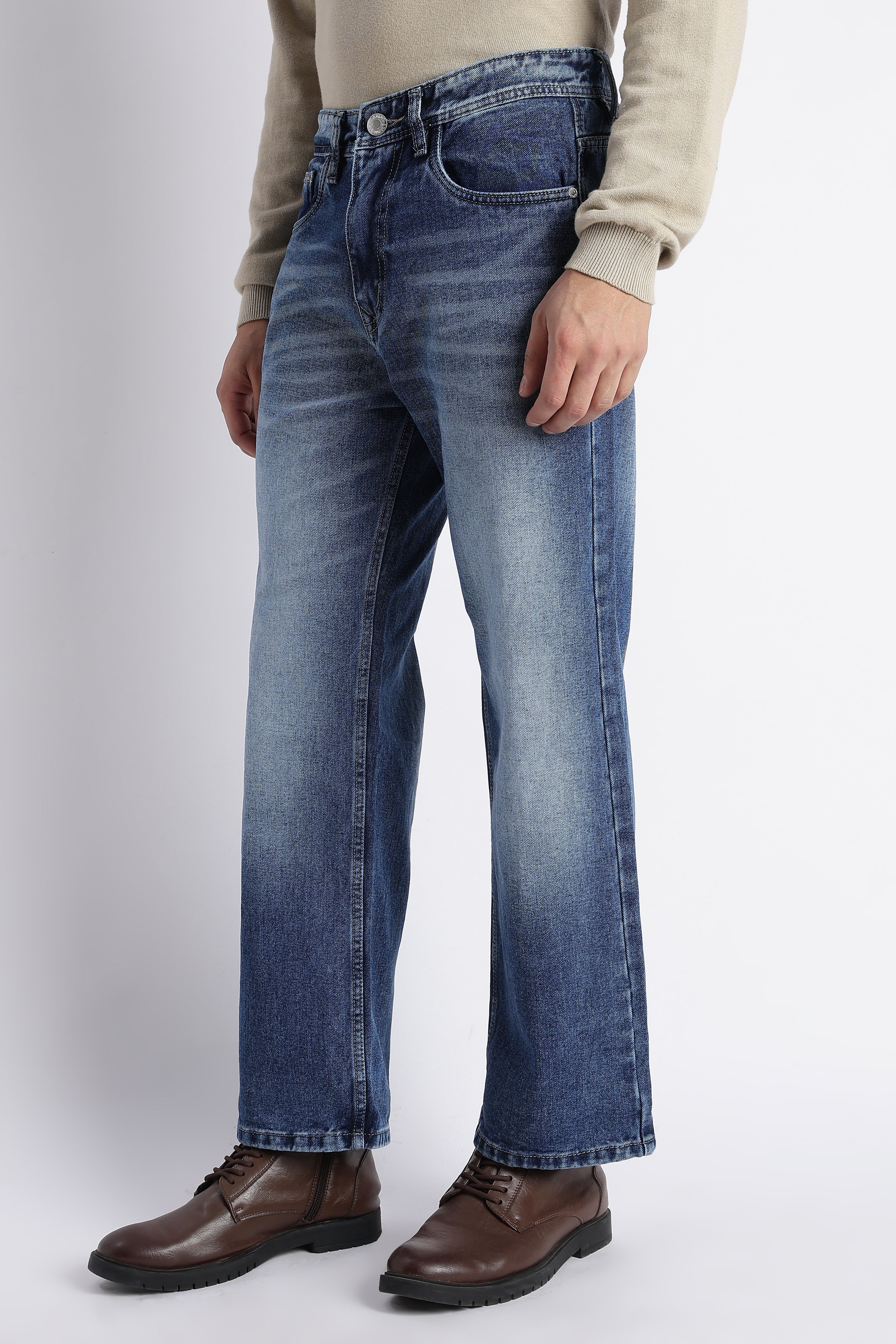 Marina Blue Baggy Wide Leg Jeans for Men