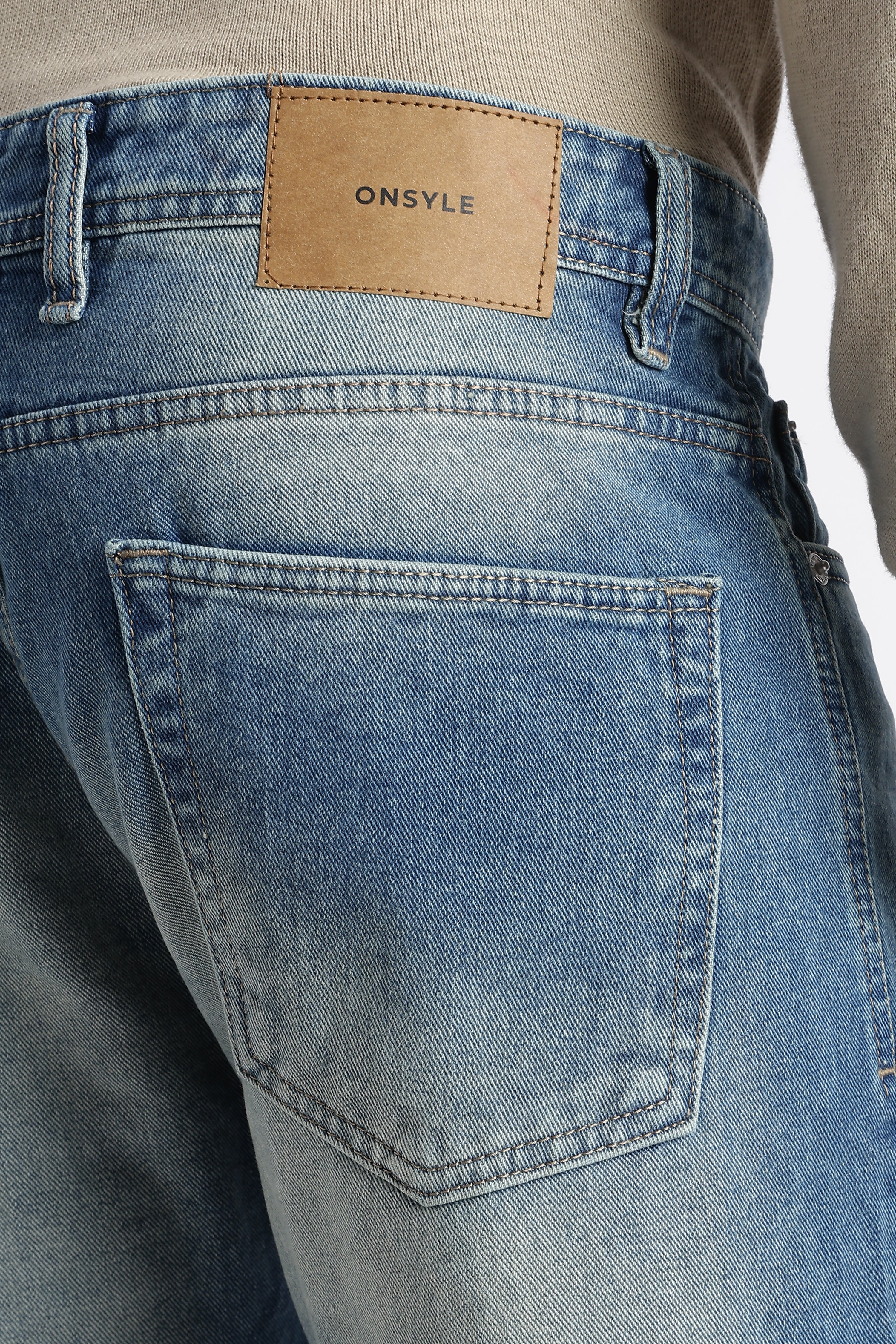 Sky Wash Baggy Wide Leg Jeans for Men