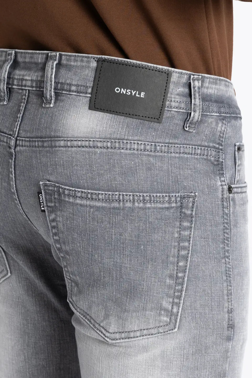 Ash Grey Straight Fit Jeans for Men
