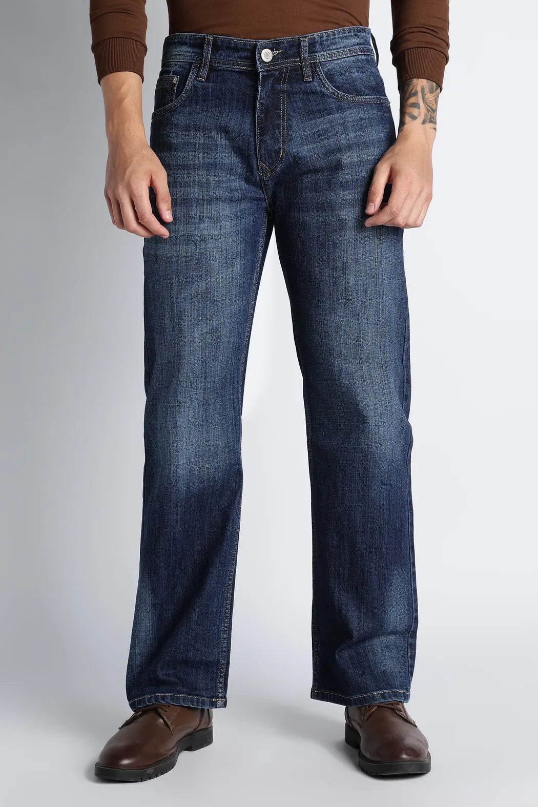 Indigo Blue Straight Fit Jeans for Men