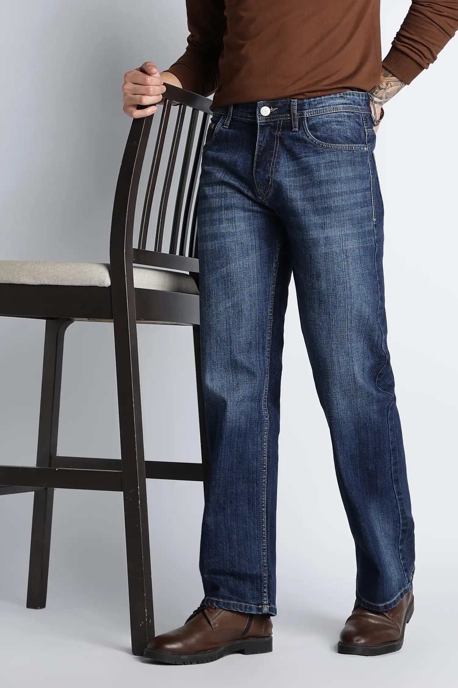 Indigo Blue Straight Fit Jeans for Men