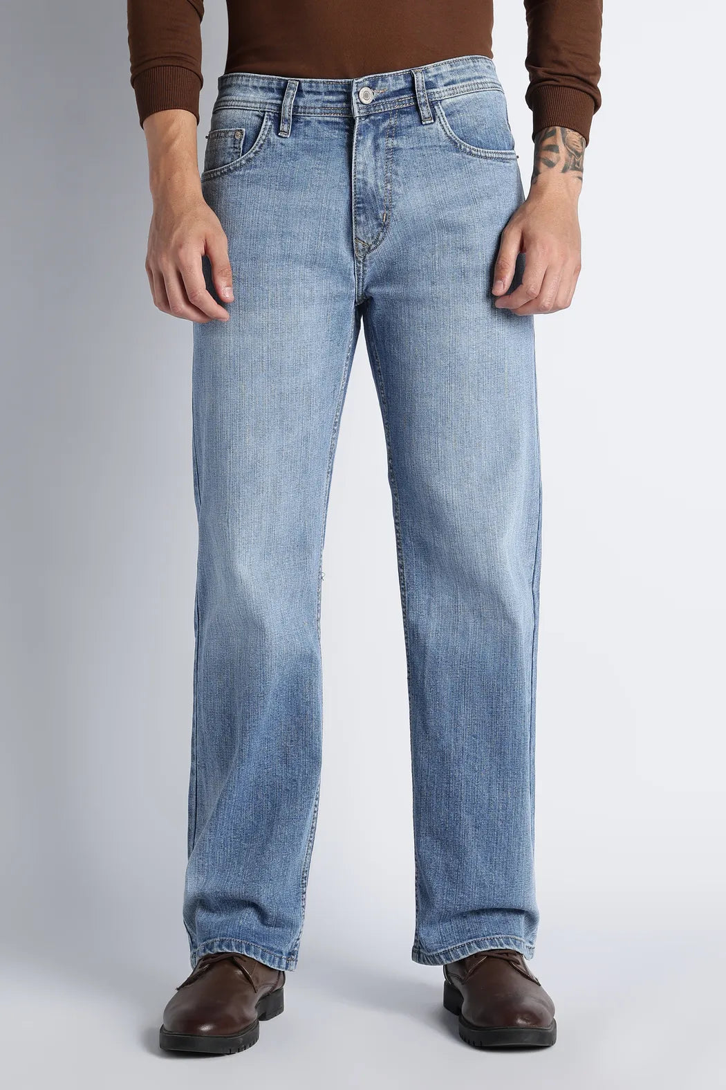 Ice Blue Straight Fit Jeans for Men