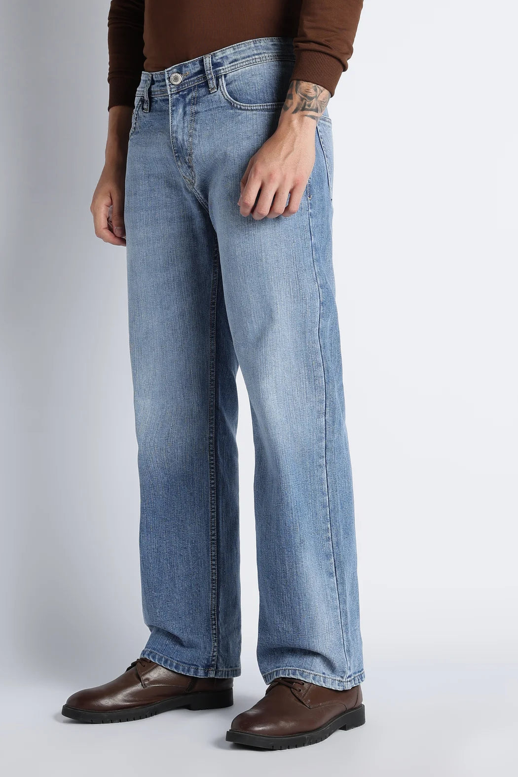 Ice Blue Straight Fit Jeans for Men
