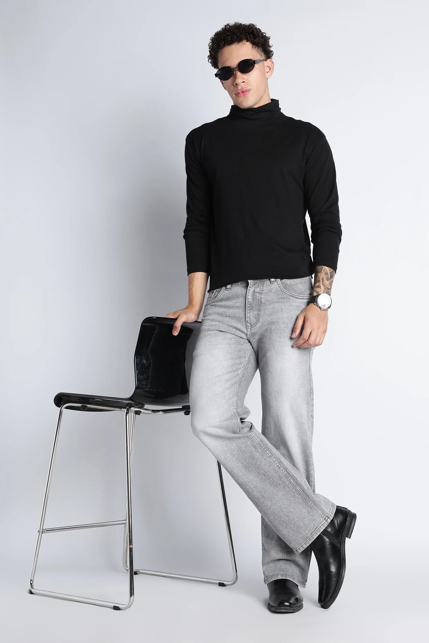 Ice Grey Straight Fit Jeans for Men