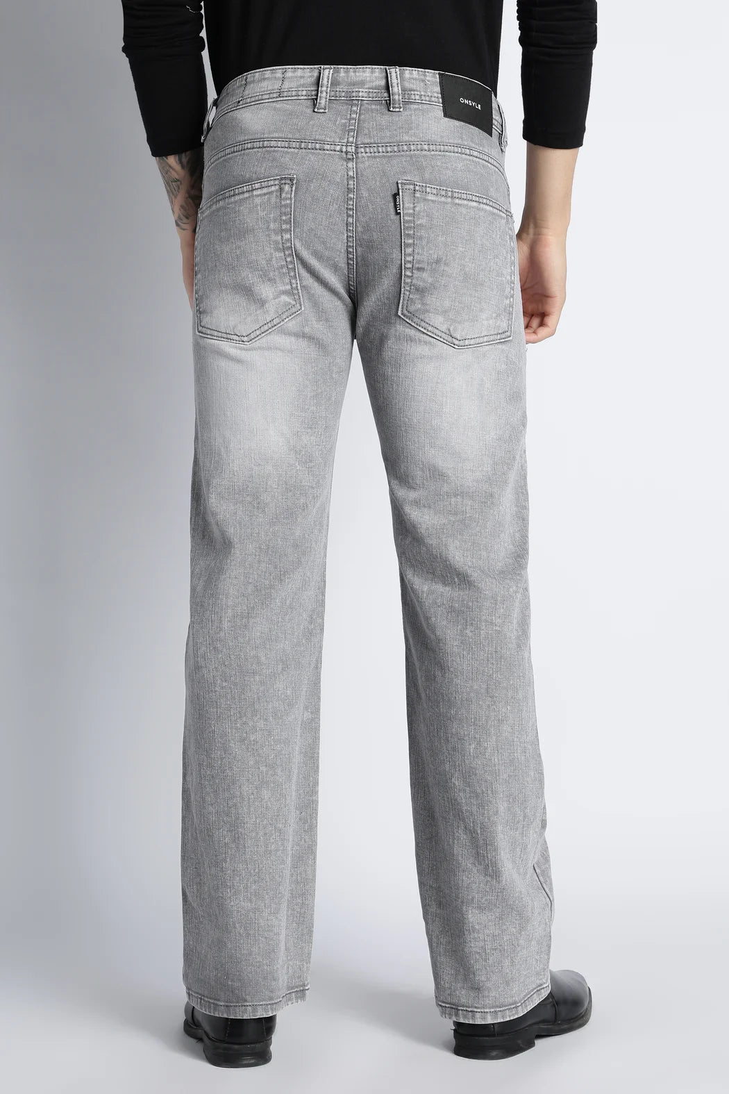 Ice Grey Straight Fit Jeans for Men
