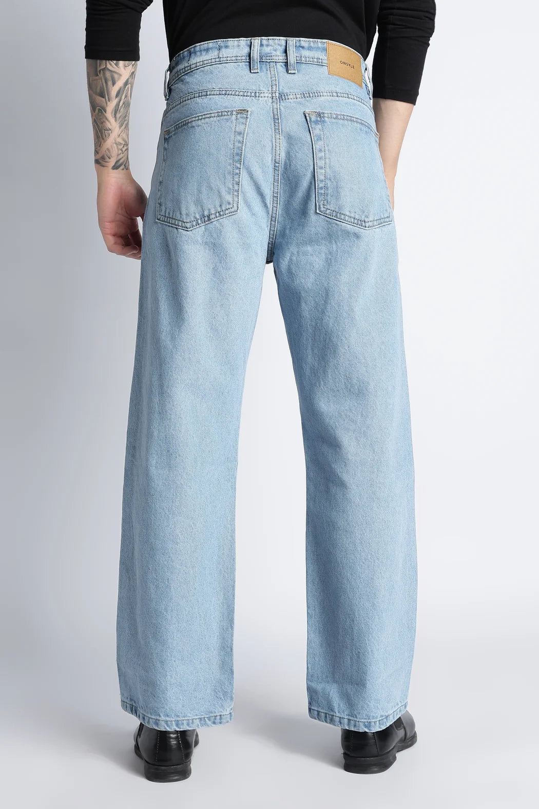 Ice Blue Baggy Fit Jeans for Men