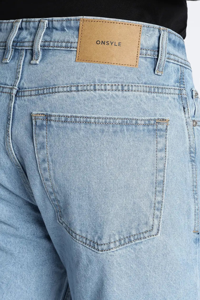 Ice Blue Baggy Fit Jeans for Men