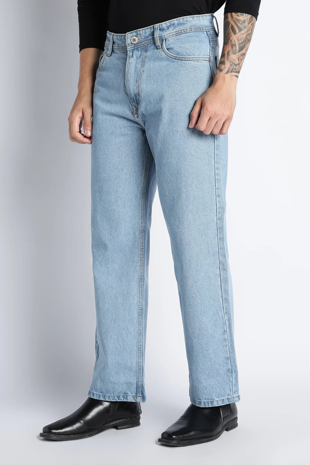 Ice Blue Baggy Fit Jeans for Men
