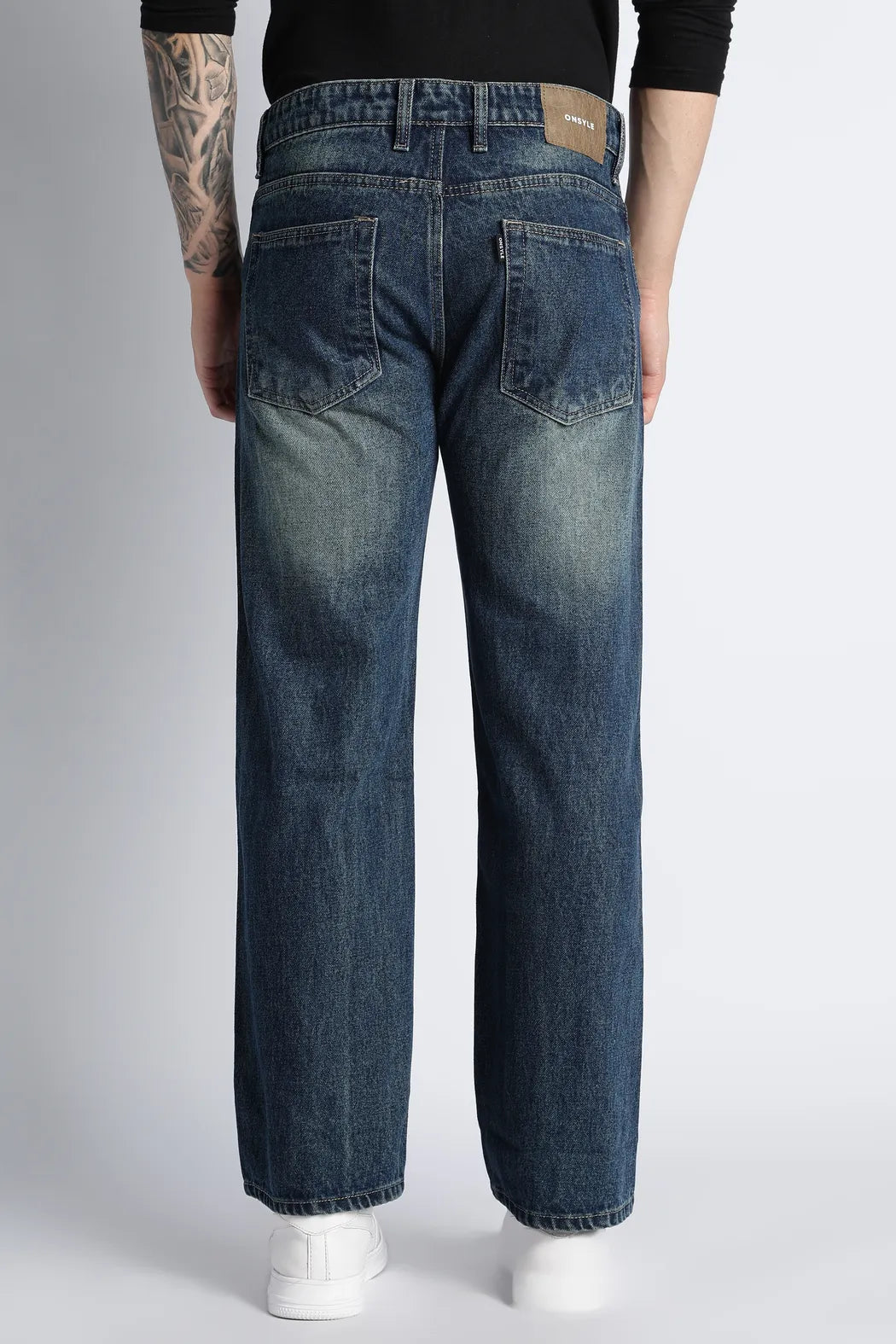 Vintage Blue Straight Fit Jeans for Men