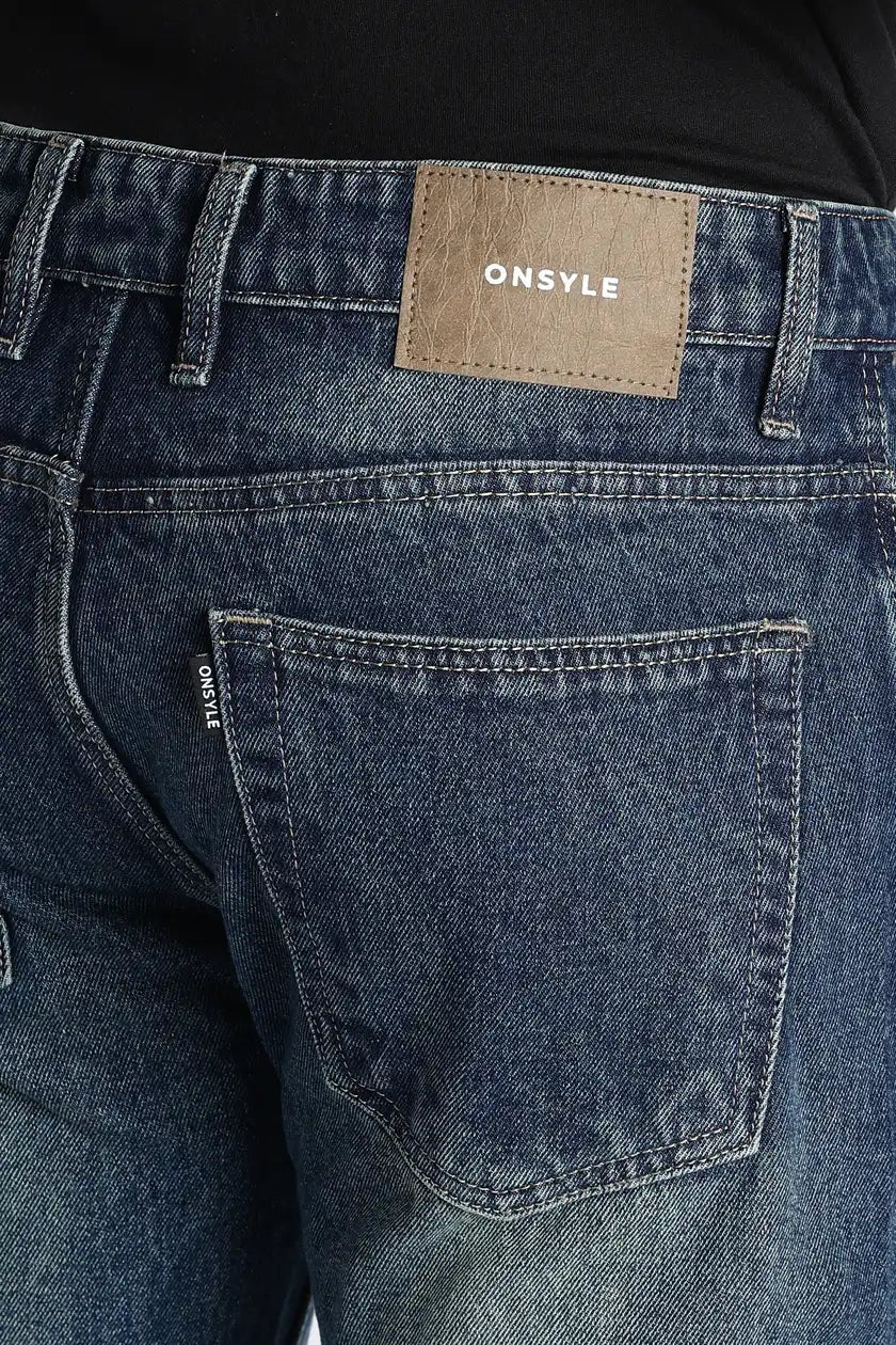 Vintage Blue Straight Fit Jeans for Men