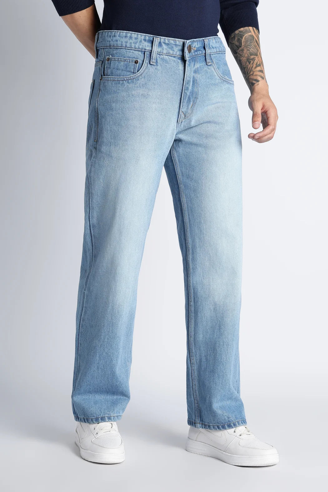 Frost Blue Straight Fit Jeans for Men