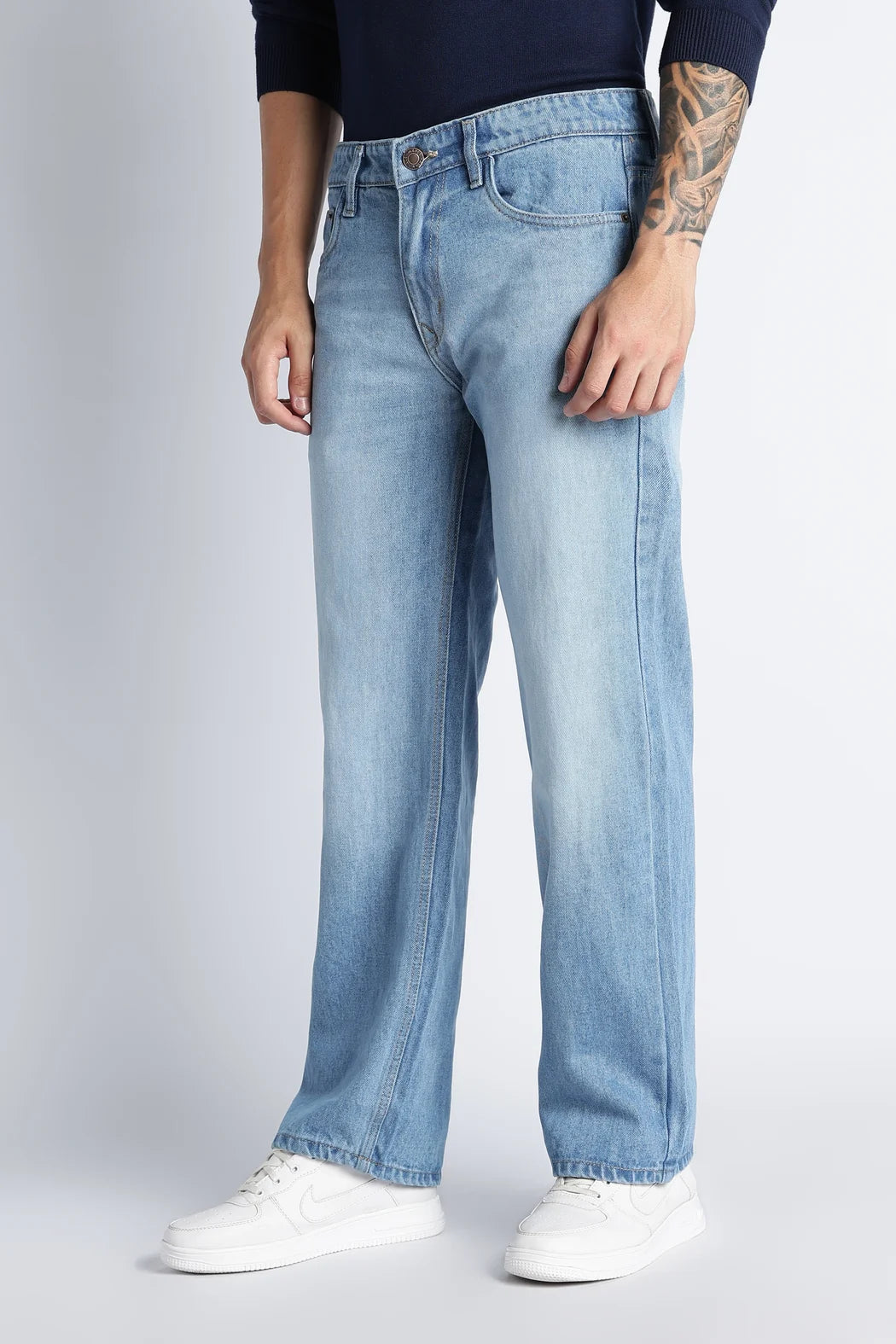 Frost Blue Straight Fit Jeans for Men