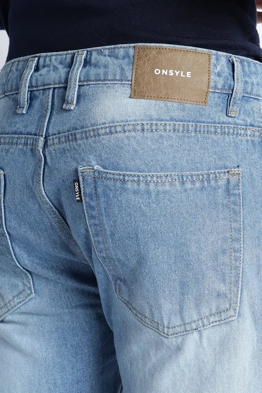 Frost Blue Straight Fit Jeans for Men