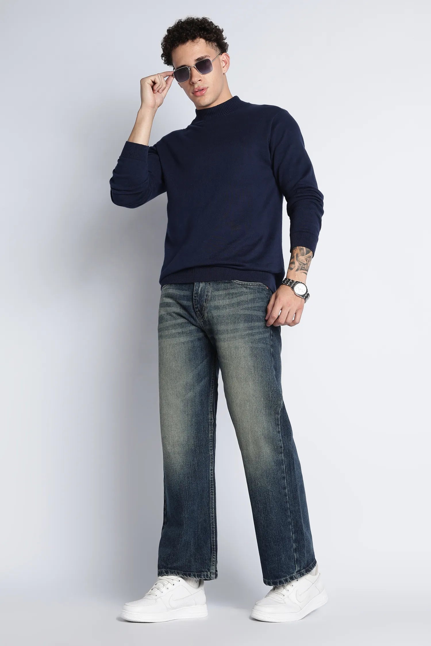 Vintage Blue Baggy Fit Jeans for Men