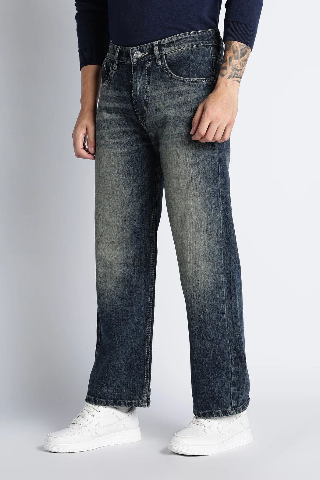 Vintage Blue Baggy Fit Jeans for Men