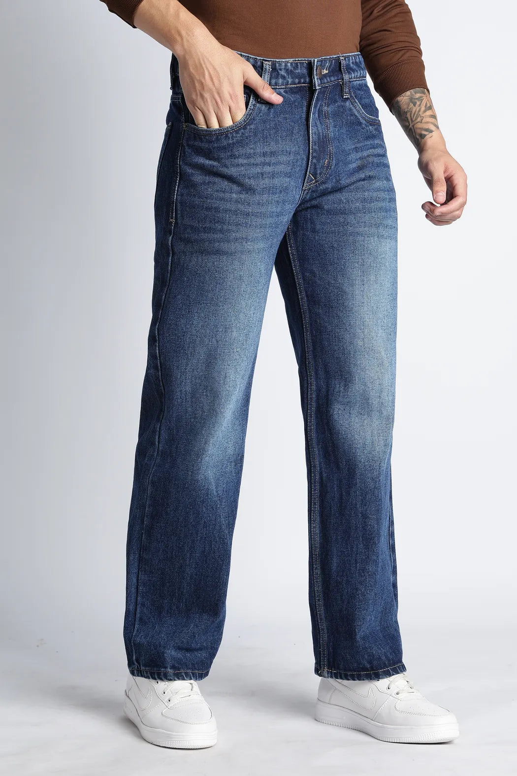 Heritage Blue Straight Fit Jeans for Men