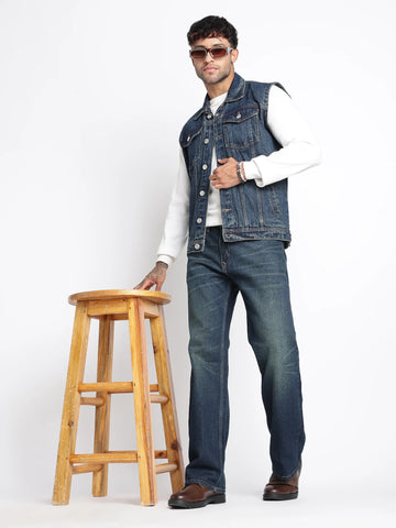 Iron Tide Sleeveless Denim Vest for Men