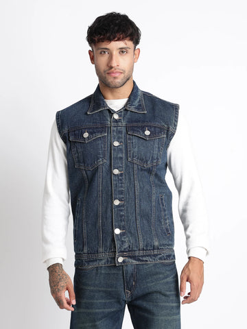 Iron Tide Sleeveless Denim Vest for Men
