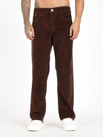 Chestnut Straight Corduroy Pants for Men