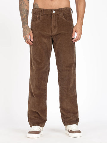 Caramel Straight Corduroy Pants for Men