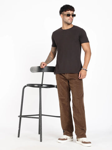 Caramel Straight Corduroy Pants for Men