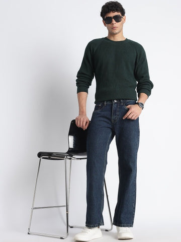 Deep Navy Vintage Wide Straight Jeans for Men