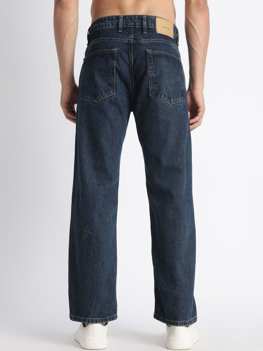 Deep Navy Vintage Wide Straight Jeans for Men