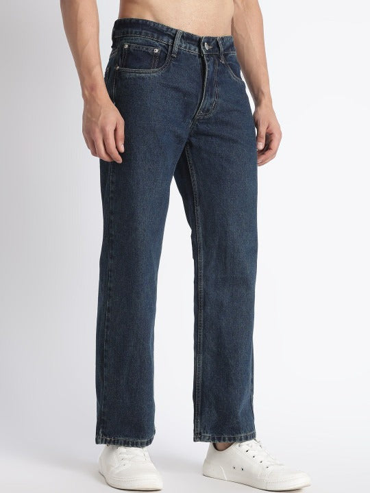 Deep Navy Vintage Wide Straight Jeans for Men