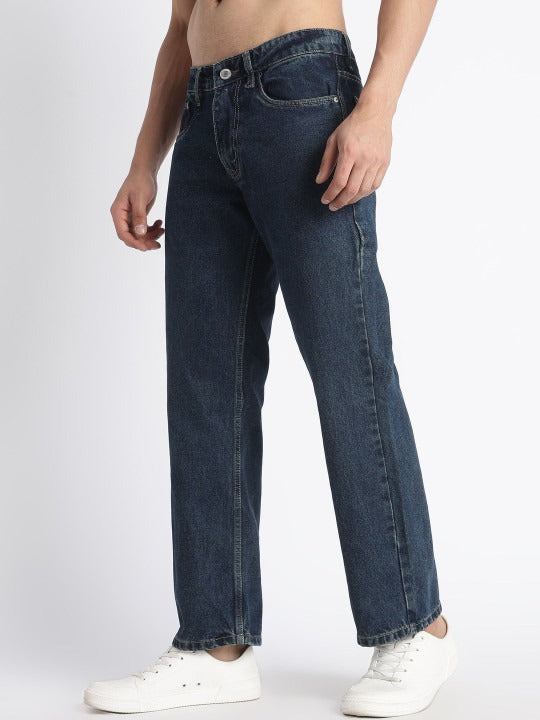 Deep Navy Vintage Wide Straight Jeans for Men