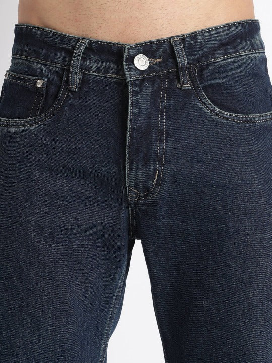 Deep Navy Vintage Wide Straight Jeans for Men