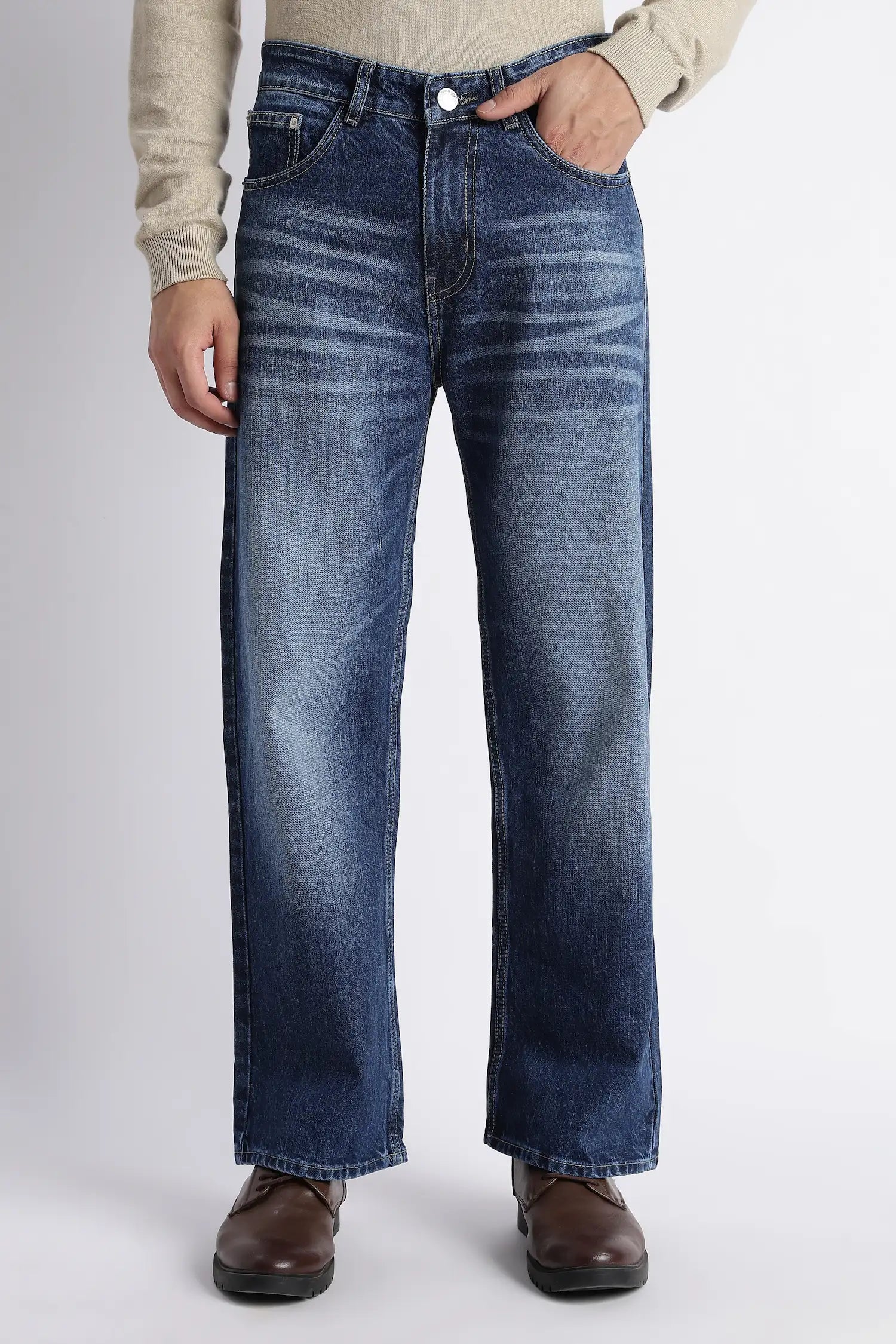 Atlantic Blue Baggy Fit Jeans for Men
