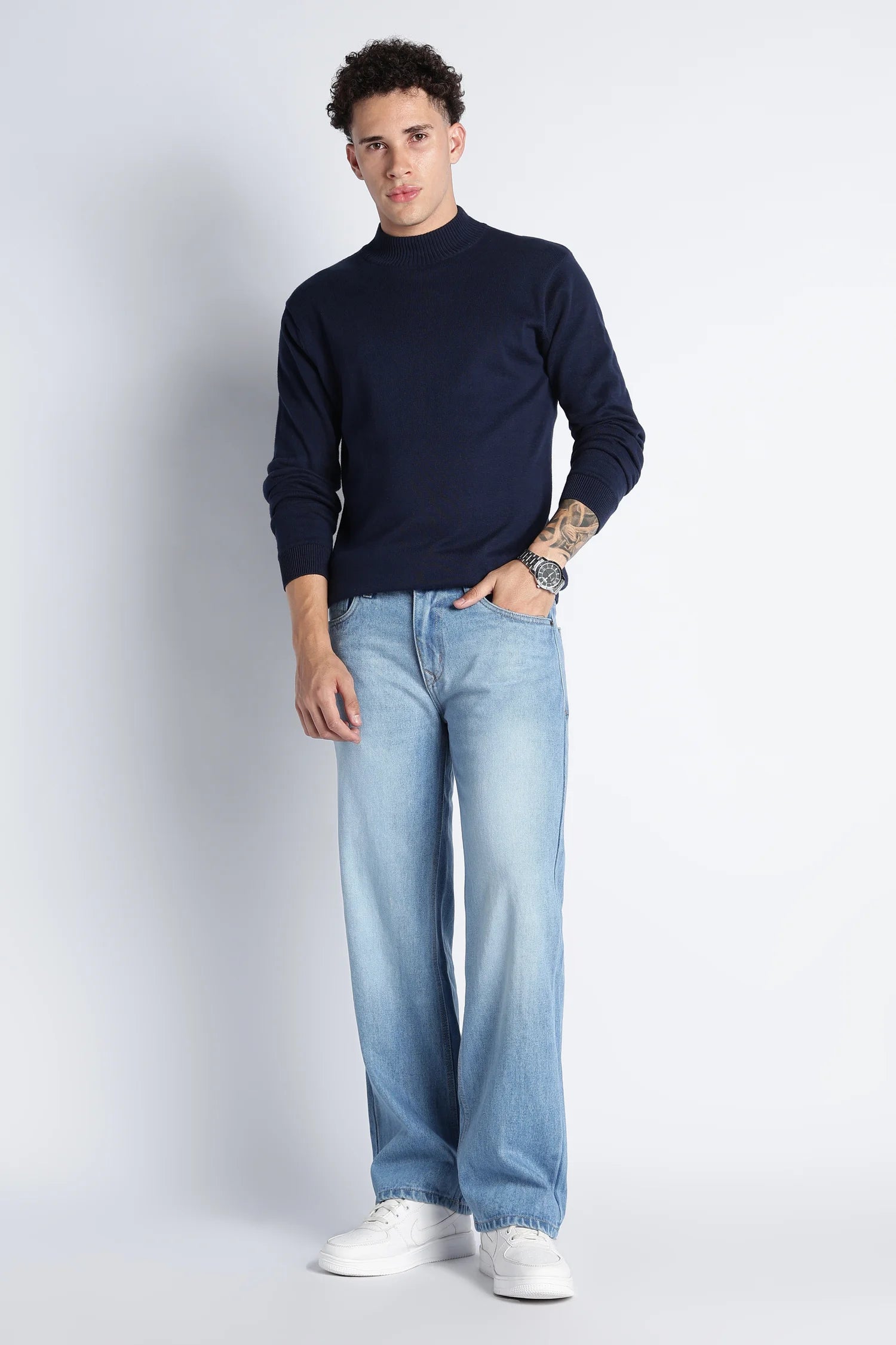 Frost Blue Straight Fit Jeans for Men