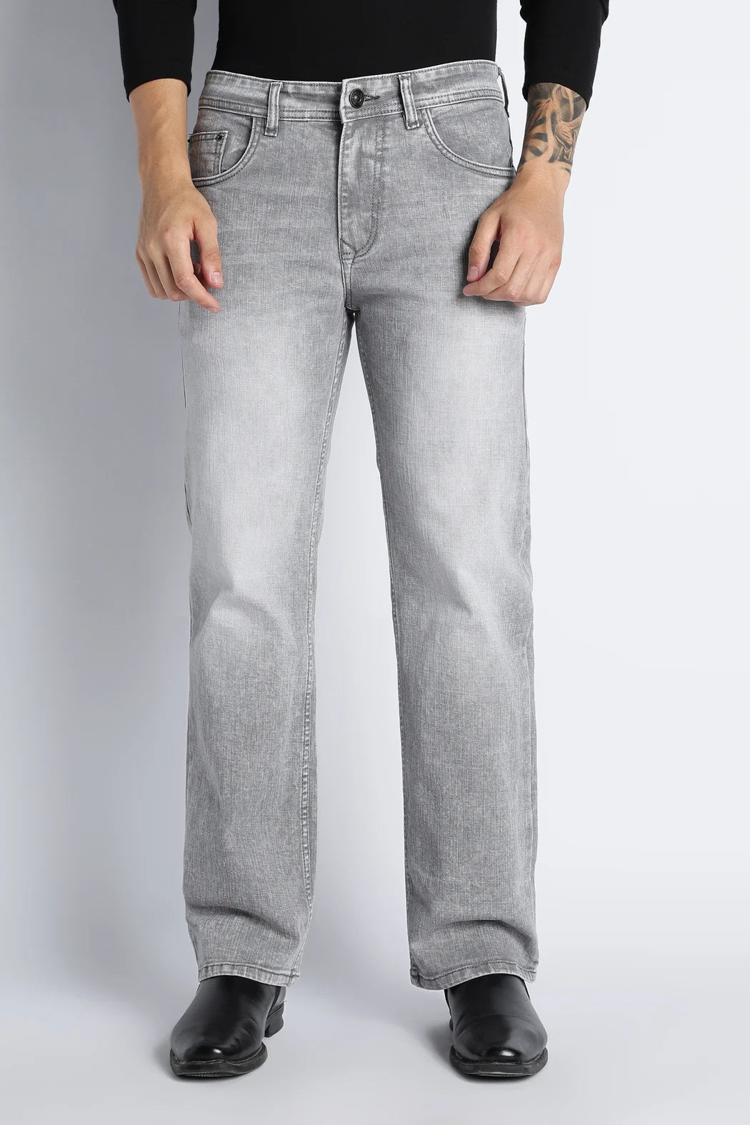 Ice Grey Straight Fit Jeans for Men