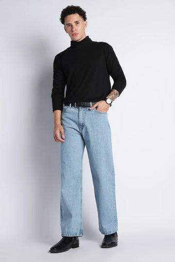 Ice Blue Baggy Fit Jeans for Men