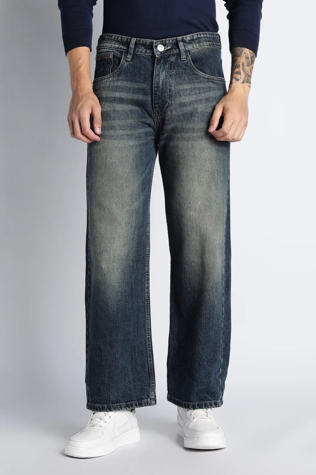 Vintage Blue Baggy Fit Jeans for Men