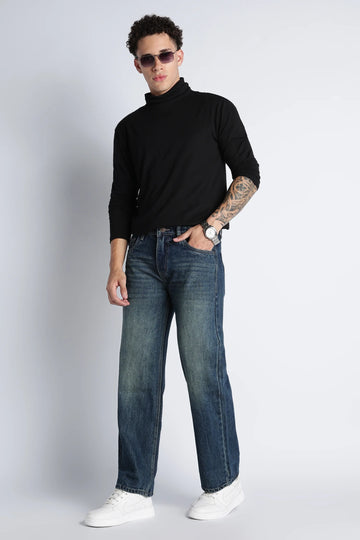 Vintage Blue Straight Fit Jeans for Men