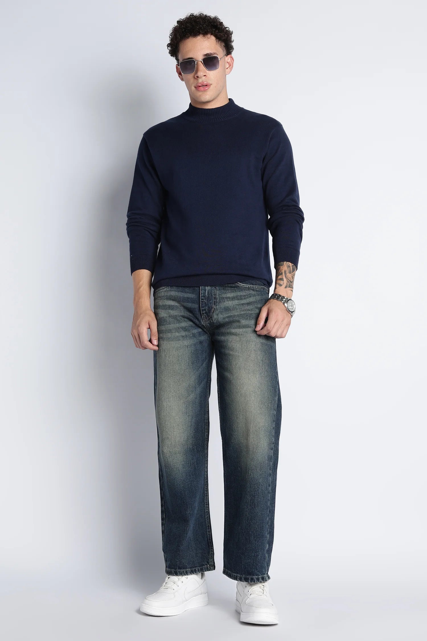 Vintage Blue Baggy Fit Jeans for Men
