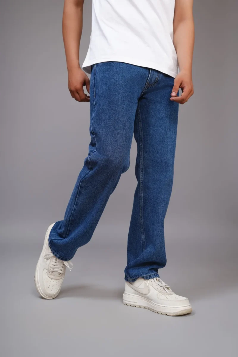 Blue Straight Fit Jeans Non-Strach