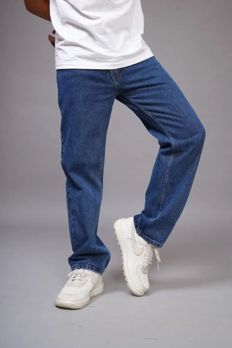 Blue Straight Fit Jeans Non-Strach