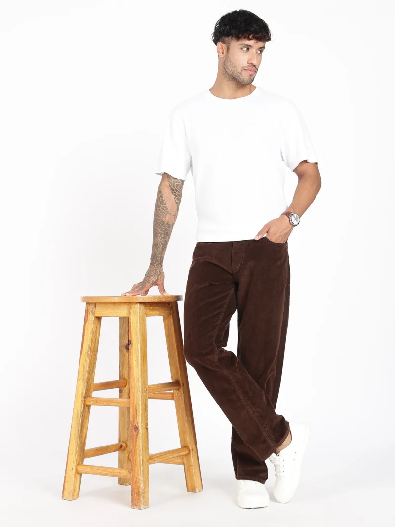 Coffee Brown Comfort Fit Corduroy Pants