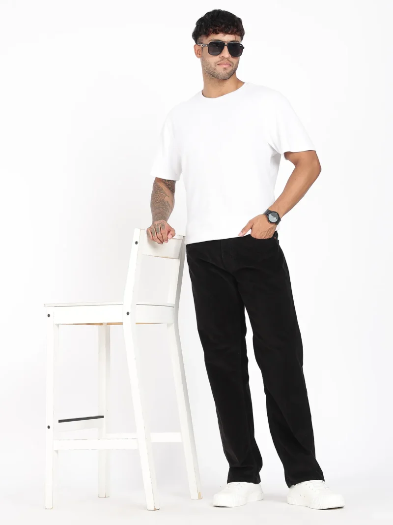 Jet Black Comfort Fit Corduroy Pants