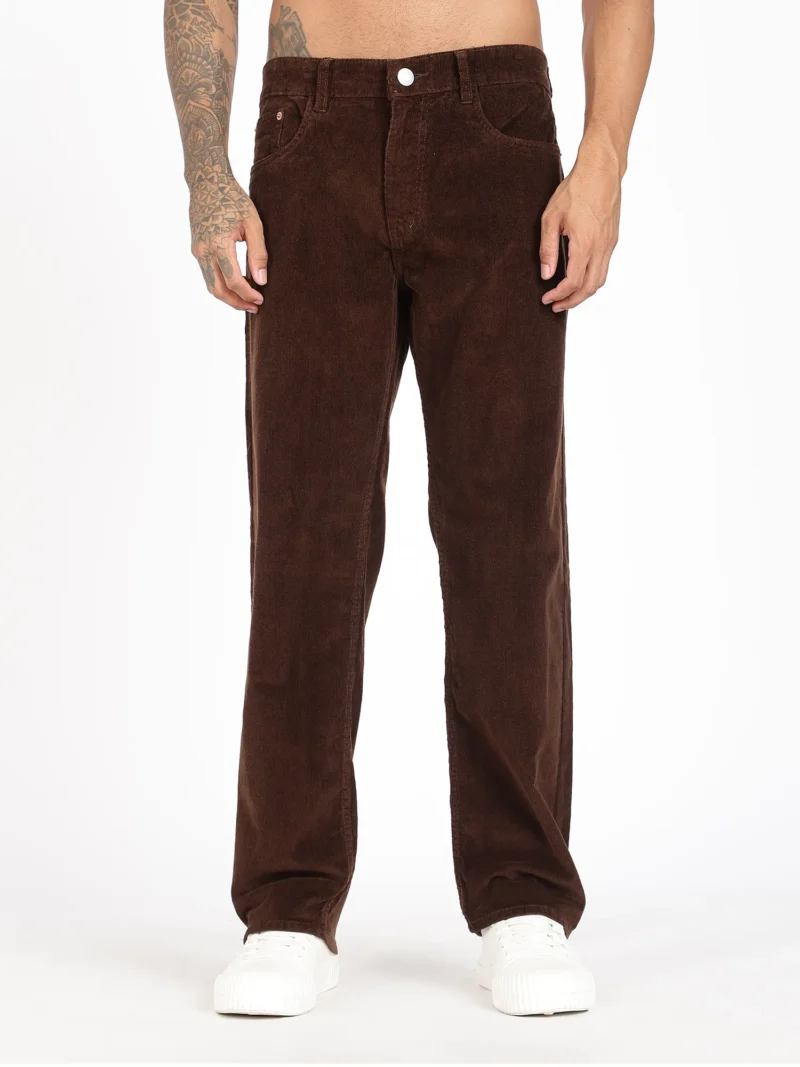 Coffee Brown Comfort Fit Corduroy Pants