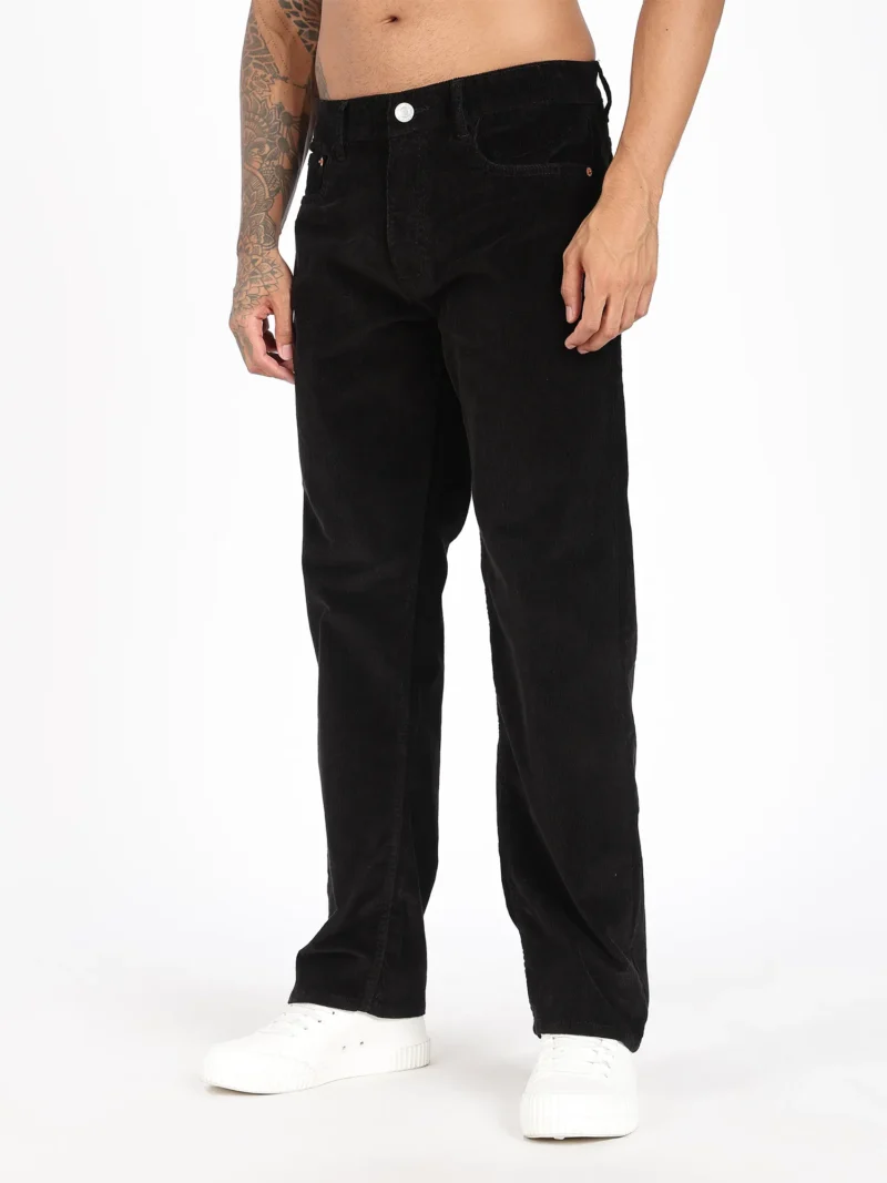Jet Black Comfort Fit Corduroy Pants