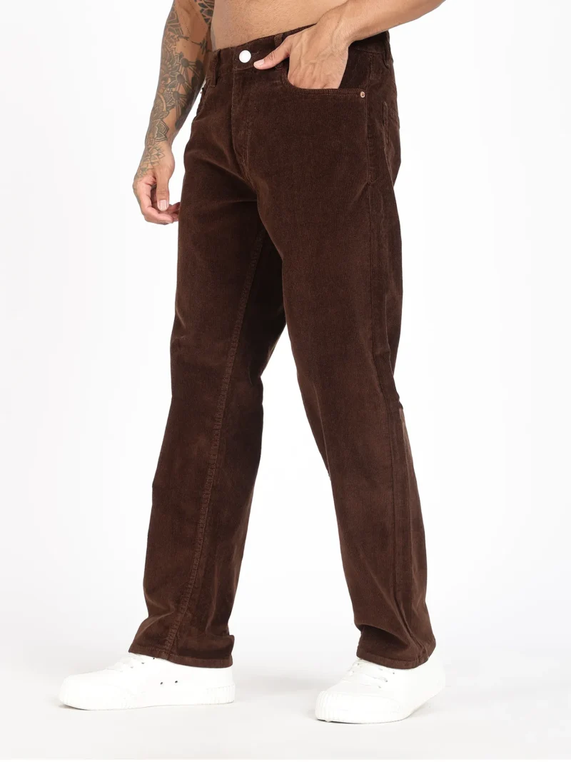 Coffee Brown Comfort Fit Corduroy Pants