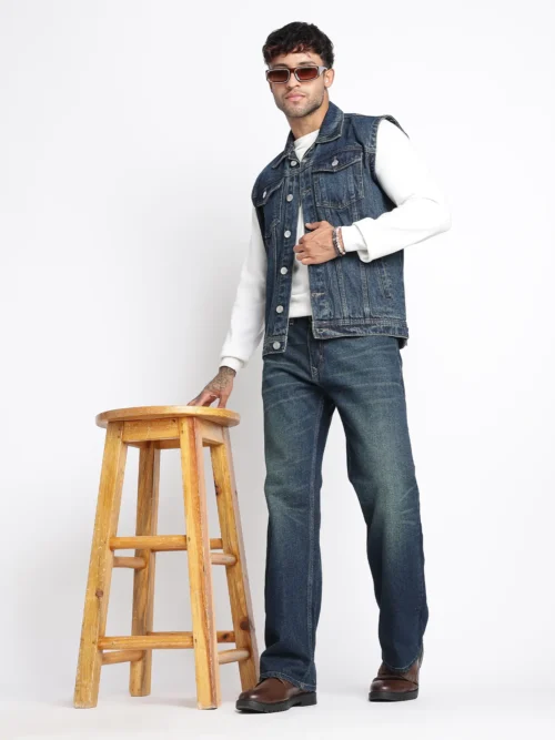 Vintage Indigo Sleeveless Denim Jacket