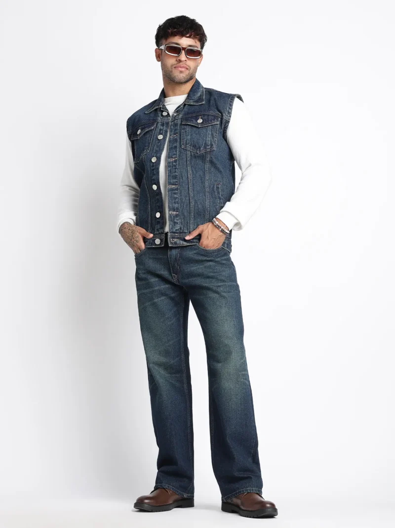 Vintage Indigo Sleeveless Denim Jacket