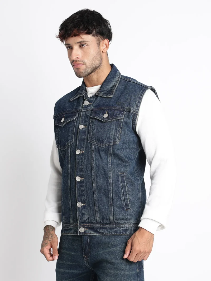 Vintage Indigo Sleeveless Denim Jacket