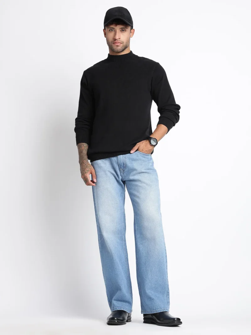 Light Blue Washed Straight Fit Denim Jeans