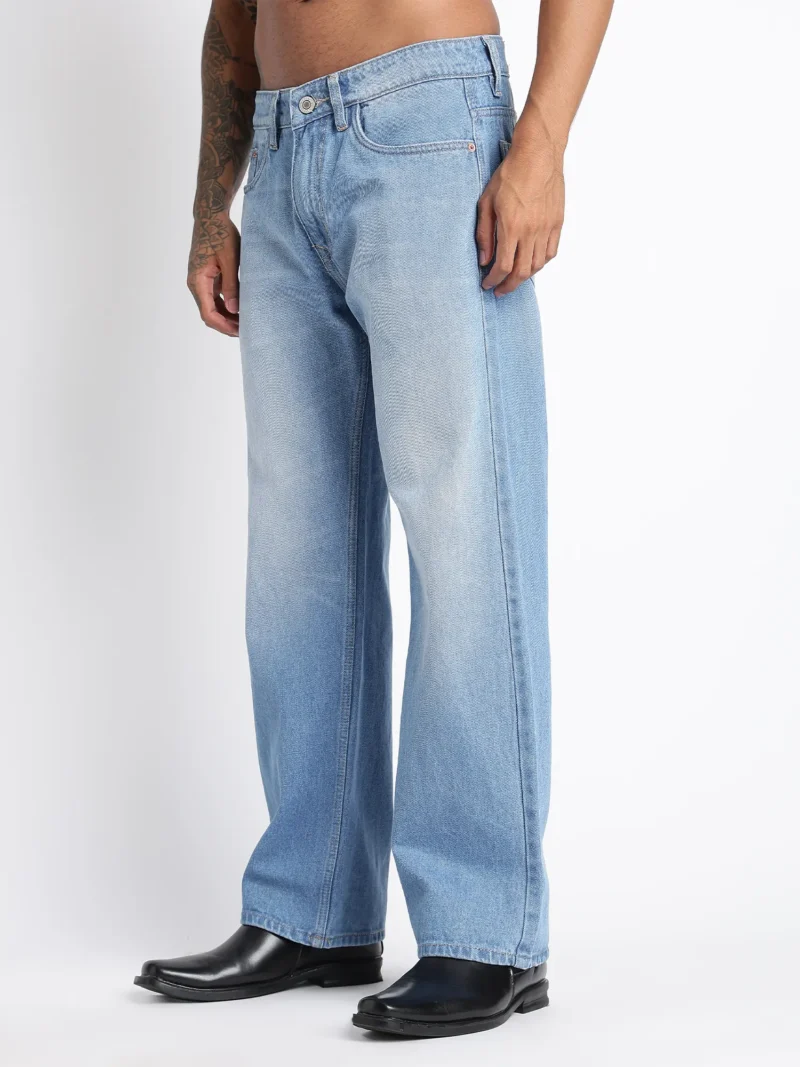 Light Blue Washed Straight Fit Denim Jeans